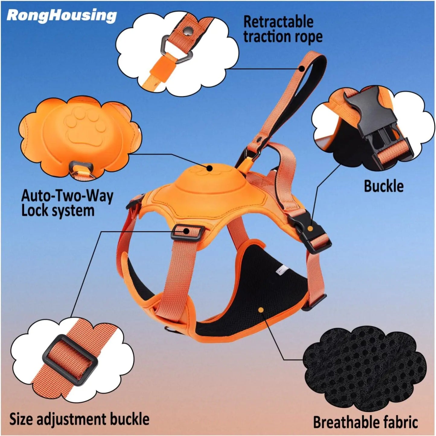 Dog Harness with Retractable Leash